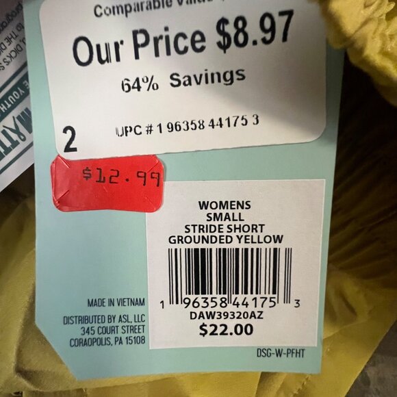 DSG Womens Stride Shorts Grounded‎ Yellow Size S - Picture 6 of 9